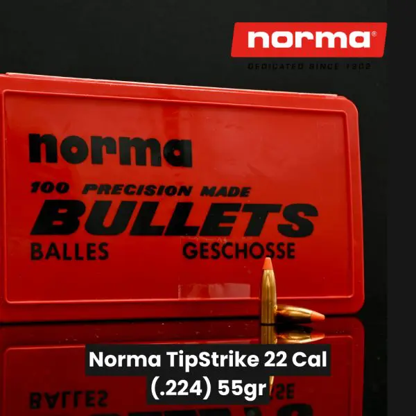 Norma TipStrike 22 Cal (.224") 55gr Bullets