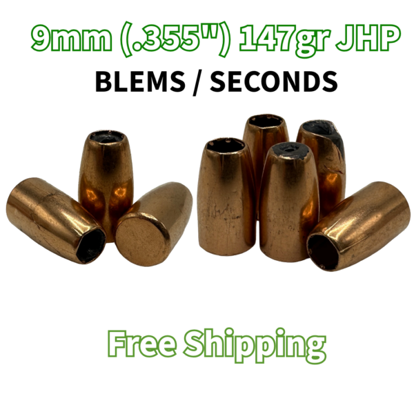 9mm (.355") 147gr JHP Bullets - BLEMS