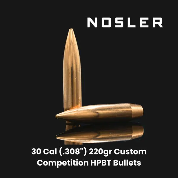Nosler 30 Cal (.308") 220gr Custom Competition HPBT Bullets