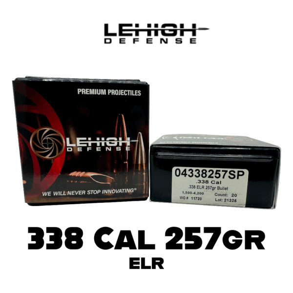Lehigh Defense 338 Cal (.338") 257gr Match Solid Bullets - 20 ct Box