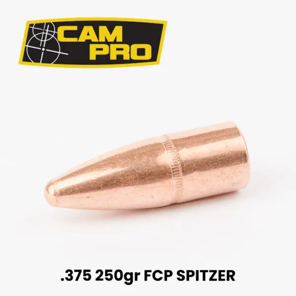 CAMPRO 375 Cal (.375") 250gr Full Copper Plated Spitzer Bullets - 250ct