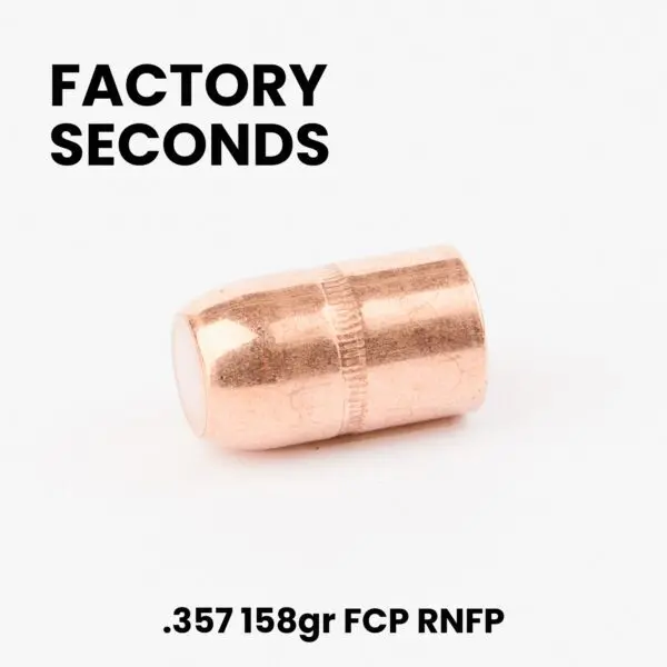 FACTORY SECONDS .38/.357 (.357") 158gr Full Copper Plated Round Nose Flat Point Bullets- 1,000ct