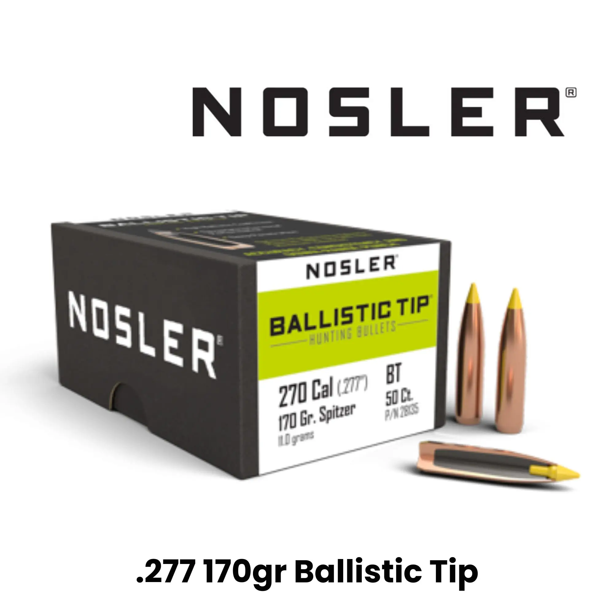 170gr Nosler 270 Cal (.277″) 170gr SP Ballistic Tip - 50ct - Raven Rocks ...