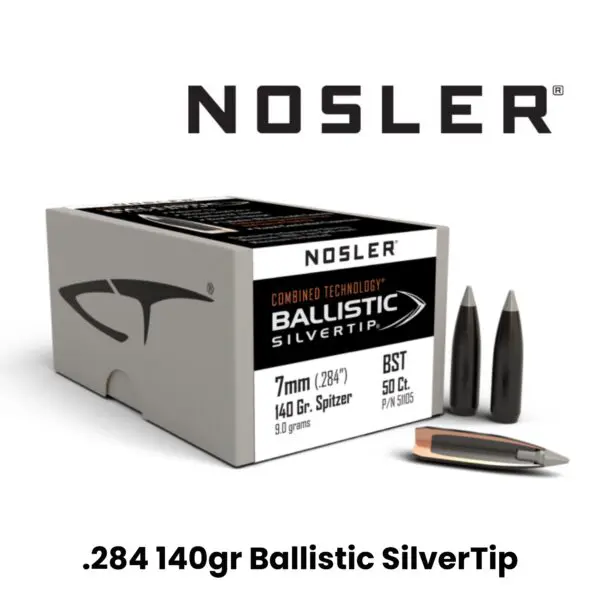 Nosler 7mm (.284″) 140gr SP Combined Technology Ballistic Silver Tip - 50ct
