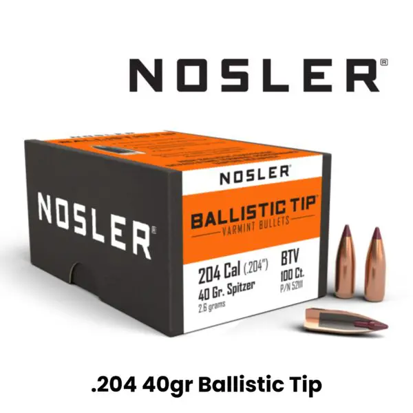 Nosler 204 Cal (.204″) 40gr SP Ballistic Tip - 100ct