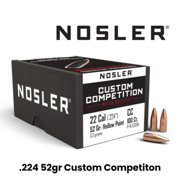 Nosler 22 Cal (.224″) 52gr HPBT Custom Competition - 1000ct