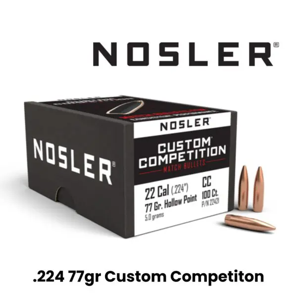 Nosler 22 Cal (.224″) 77gr HPBT Custom Competition - 250ct