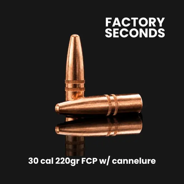 FACTORY SECONDS 30 Cal (.308") 220gr Full Copper Plated Bullets with Double Cannelure- 500ct