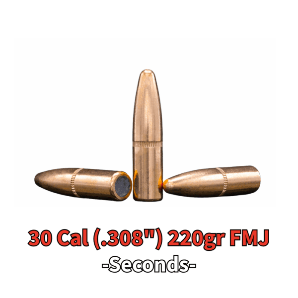 30 Cal (.308″) 220gr FMJ – 250 ct (Seconds)