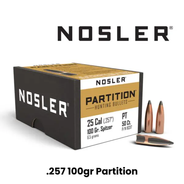 Nosler 25 Cal (.257″) 100gr SP Partition - 50ct