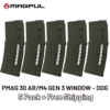 MAGPUL PMAG AR/M4 Gen 3 Window ODG 223/5.56 30 Round Rifle Magazine (5-pack) - Free Shipping