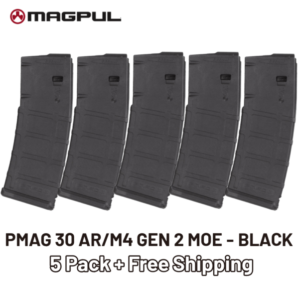 MAGPUL PMAG AR/M4 Gen 2 MOE .223/5.56 30 Round Rifle Magazine - Black (5-pack)