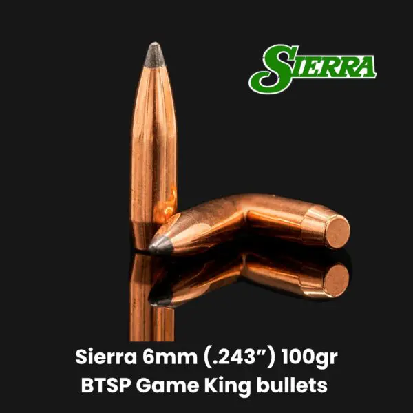 Sierra 6mm (.243") 100gr BTSP Game King Bullets - 250 ct