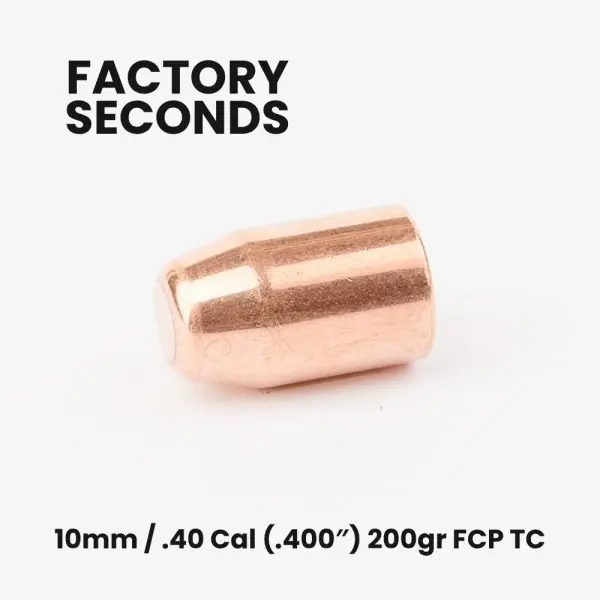 FACTORY SECONDS 10mm / .40 Cal (.400") 200gr Full Copper Plated Truncated Cone Bullets