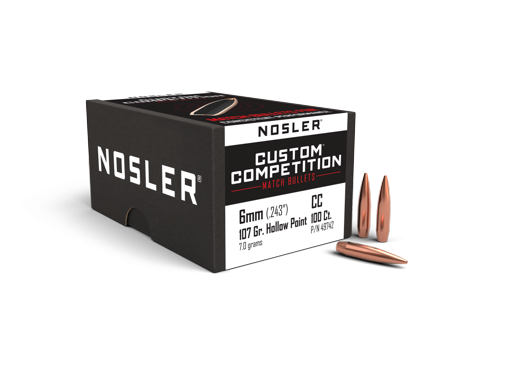 Nosler 6mm (.243") 107gr HPBT Custom Competition Bullets