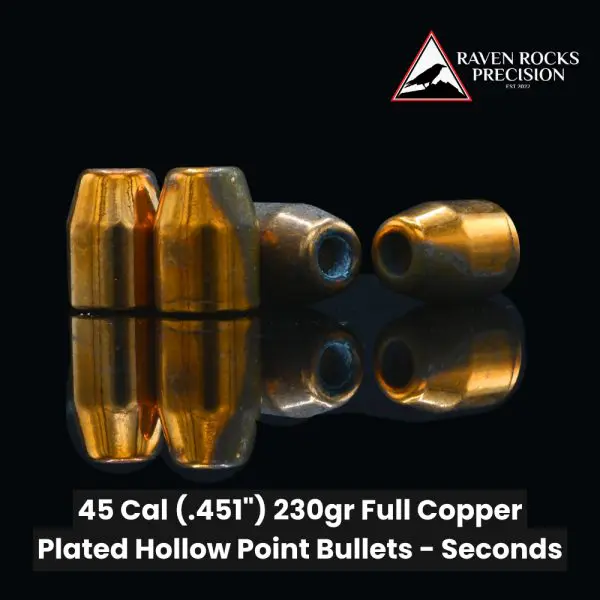 45 Cal (.451") 230gr Full Copper Plated Hollow Point Bullets - Seconds - Bulk Value