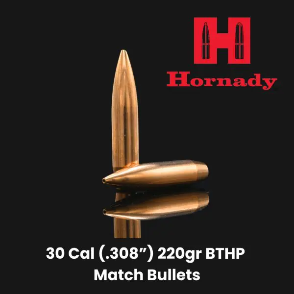 Hornady 30 Cal (.308″) 220gr BTHP Match Bullets