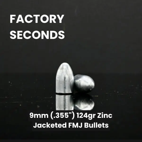 Factory Seconds 9mm (.355") 124gr Zinc Jacket FMJ