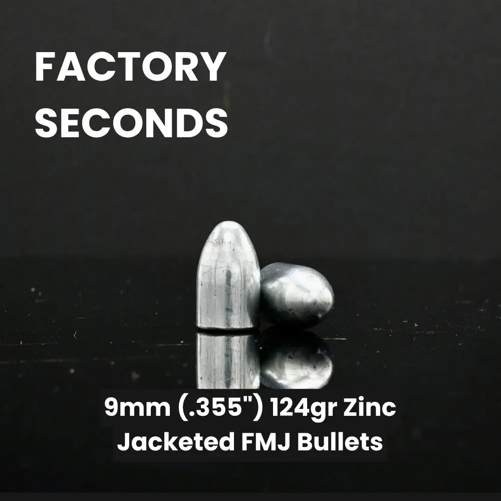 Factory Seconds 9mm (.355") 124gr Zinc Jacket FMJ