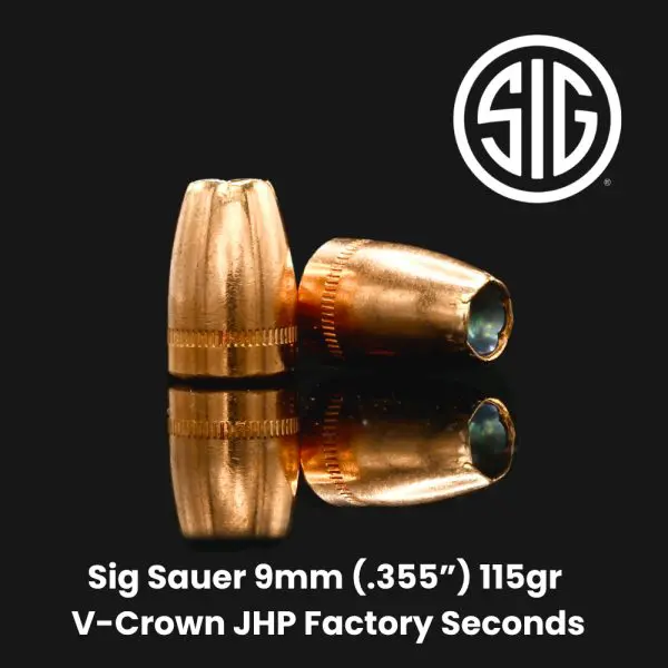 Sig Sauer 9mm (.355″) 115gr V-Crown JHP Factory Seconds
