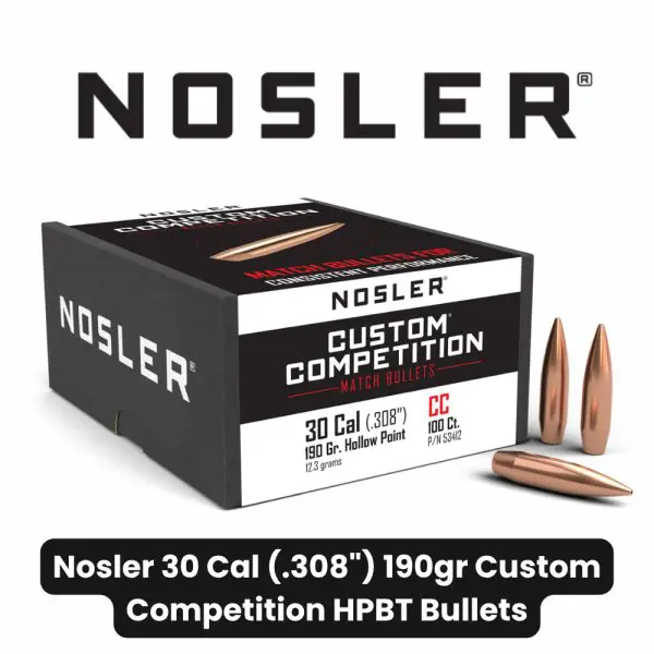 Nosler 30 Cal (.308") 190gr Custom Competition HPBT Bullets