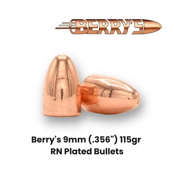 Berry's 9mm (.356") 115gr RN Plated Bullets - 1000 ct OEM box