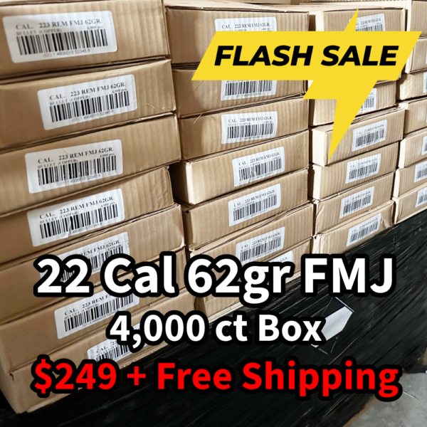 Armscor 22 Cal (.224) 62gr FMJ-BT w/ Cannelure Bullets - BRAND NEW