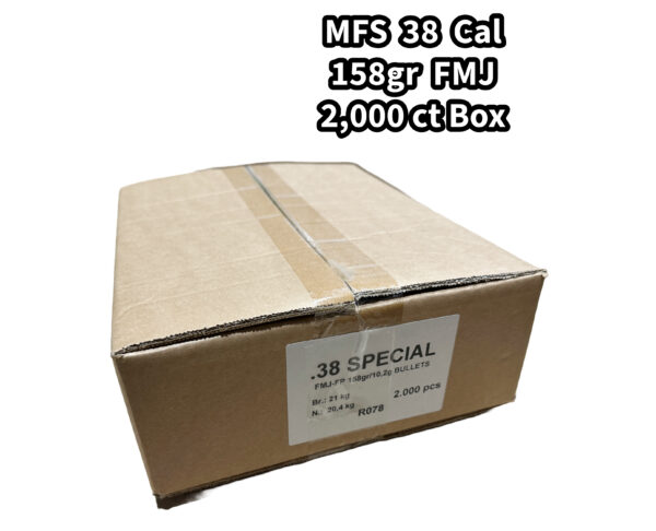 MFS 38 Cal (.357") 158gr FMJ Bullets - 2,000 ct - Bulk Box Deal