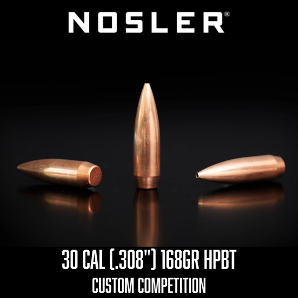 Nosler 30 Cal (.308") 168gr HPBT Custom Competition Bullets