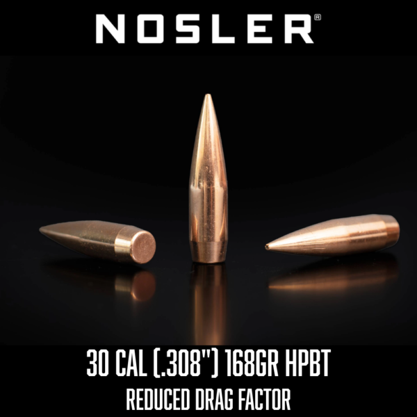 Nosler 30 Cal (.308") 168gr HPBT RDF Bullets