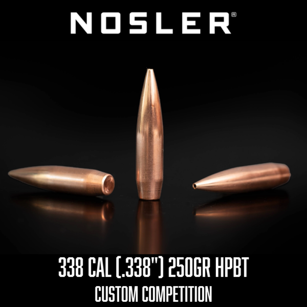 Nosler 338 Cal (.338") 250gr HPBT Custom Competition Bullets