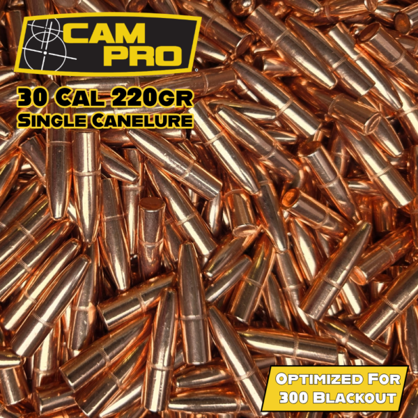 Campro 30 Cal (.308") 220gr FCP Bullets with (single) cannelure