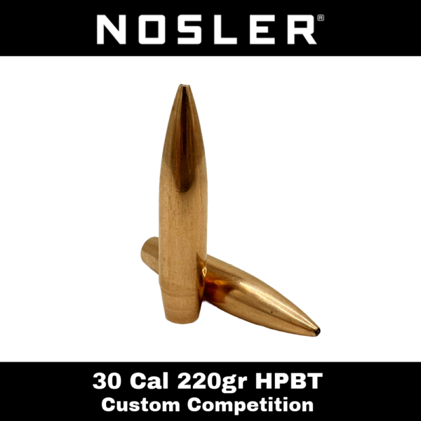 Nosler 30 Cal (.308") 220gr Custom Competition HPBT Bullets - 250 ct