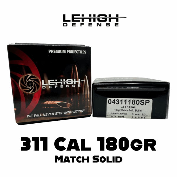 Lehigh Defense 311 Cal (.311") 180gr Match Solid Bullets - 50 ct Box