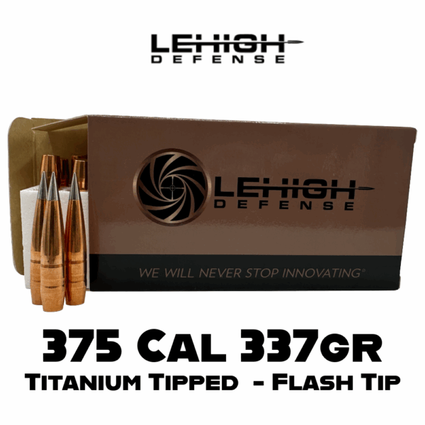 Lehigh Defense 375 Cal (.375") 337gr Titanium Tipped Flash Tip Bullets - 20 ct Box