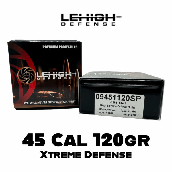 Lehigh Defense 45 Cal (.451") 120gr Xtreme Defense - 50 ct Box