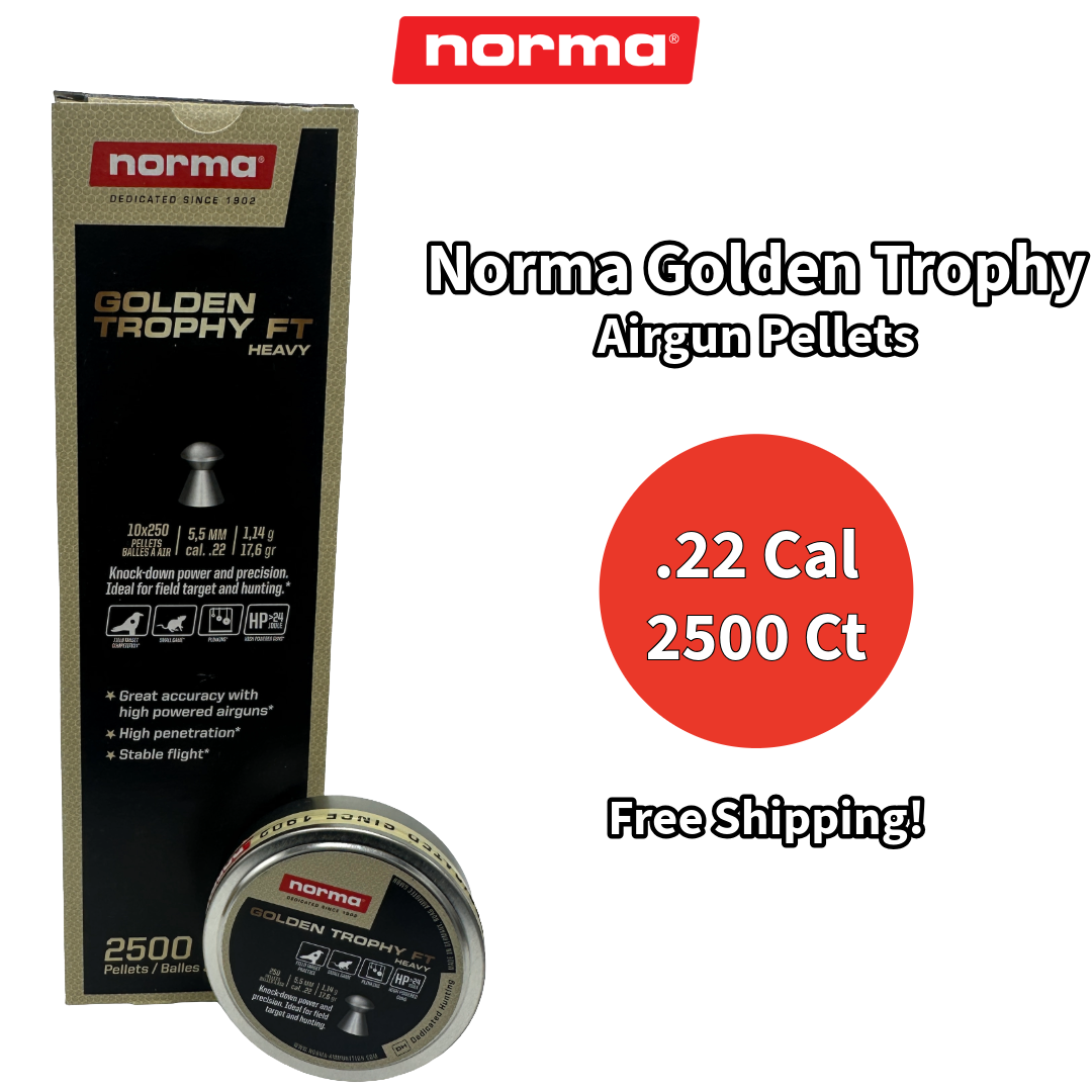 Norma 5.5mm (.22 Cal) 17.6gr Golden Trophy FT Heavy - 2500 ct