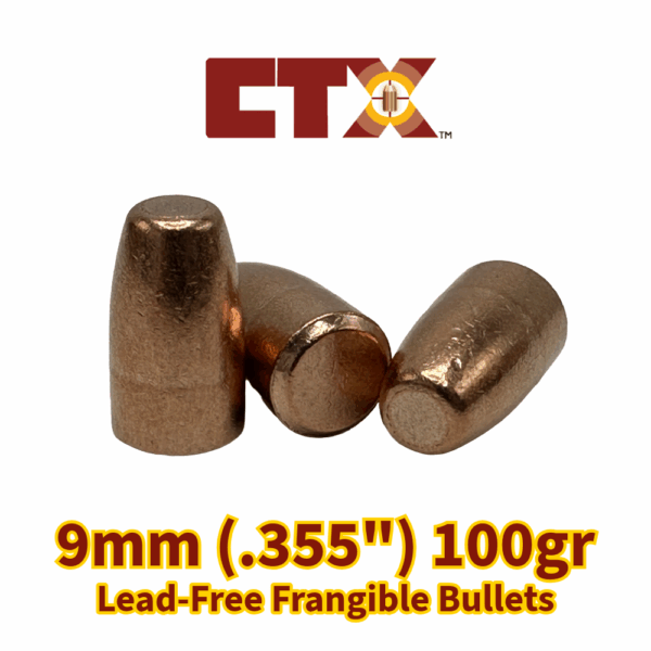 CTX 9mm (.355") 100gr FN Lead-Free Frangible Bullets - 250 ct