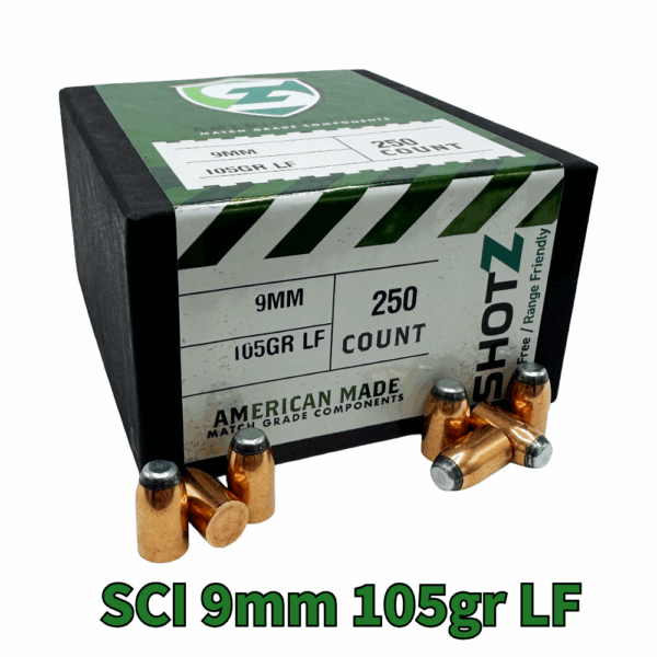 SCI 9mm (.355") 105gr Lead-Free Semi-Jacketed Flat Point Bullets