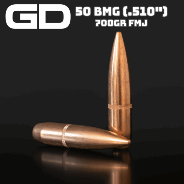 General Dynamics 50 BMG (.510") 700gr FMJ Bullets - 100 ct