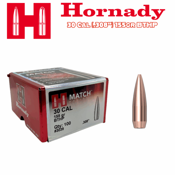 Hornady 30 Cal (.308") 155gr HPBT Match - 100 ct Box