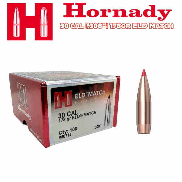 Hornady 30 Cal (.308") 178gr ELD Match - 100 ct Box