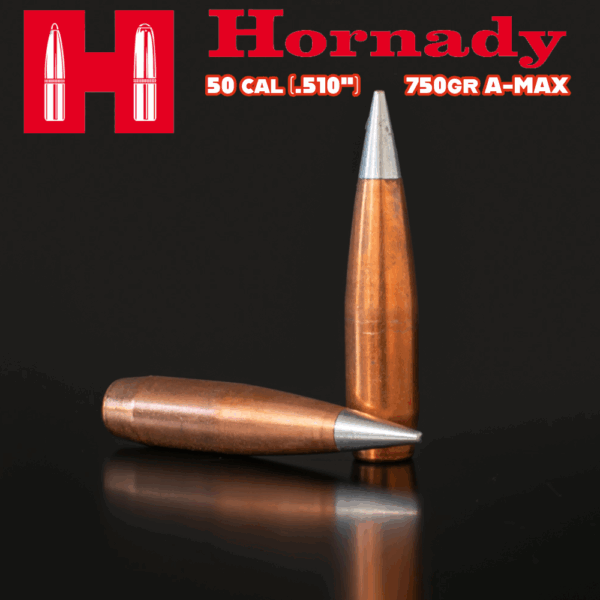 Hornady 50 BMG (.510") 750gr A-MAX Bullets