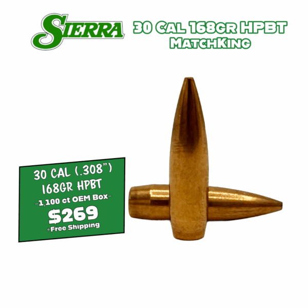 Sierra 30 Cal (.308") 168gr HPBT MatchKing Bullets