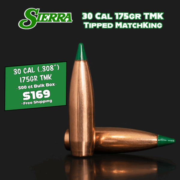 Sierra 30 Cal (.308") 175gr HPBT Tipped MatchKing (TMK) Bullets