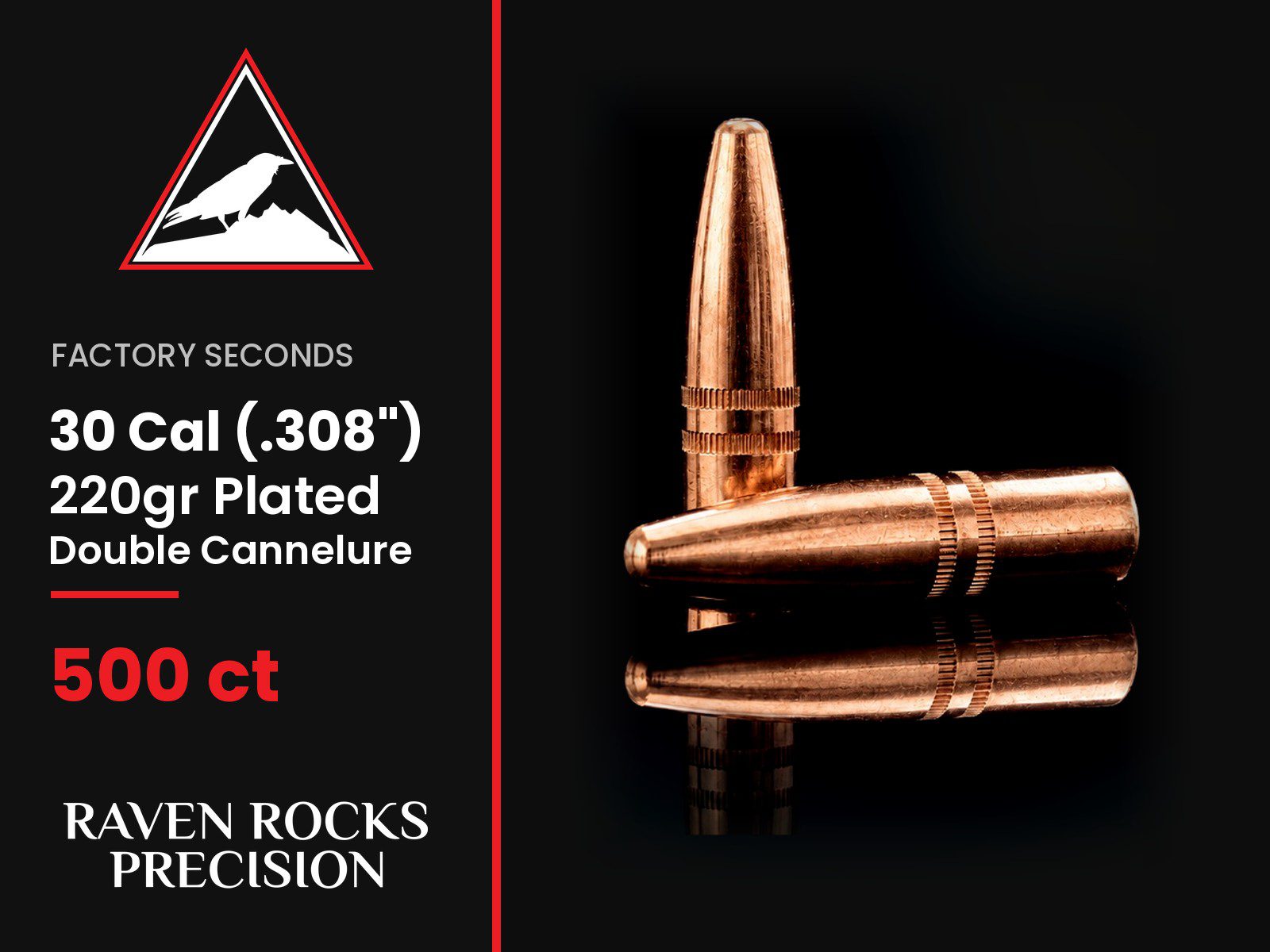 FACTORY SECONDS 30 Cal (.308") 220gr Full Copper Plated Bullets - 500ct-img-0